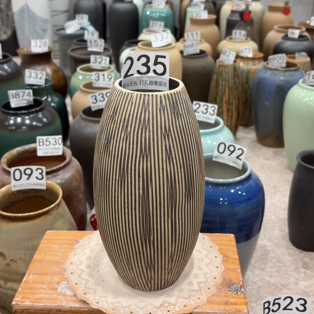 摆件235 景德镇陶瓷花瓶高24口6
