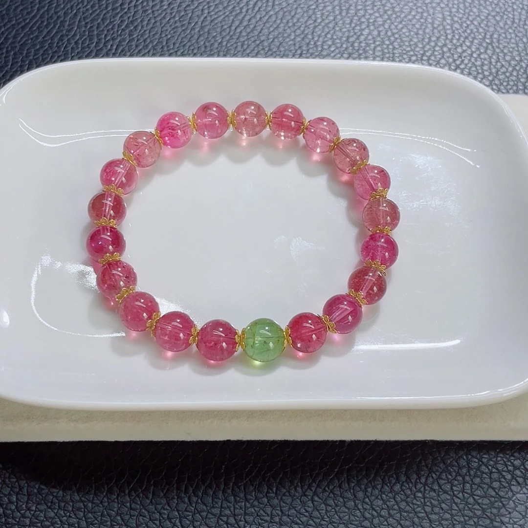 碧玺未镶嵌手链8.6mm左右