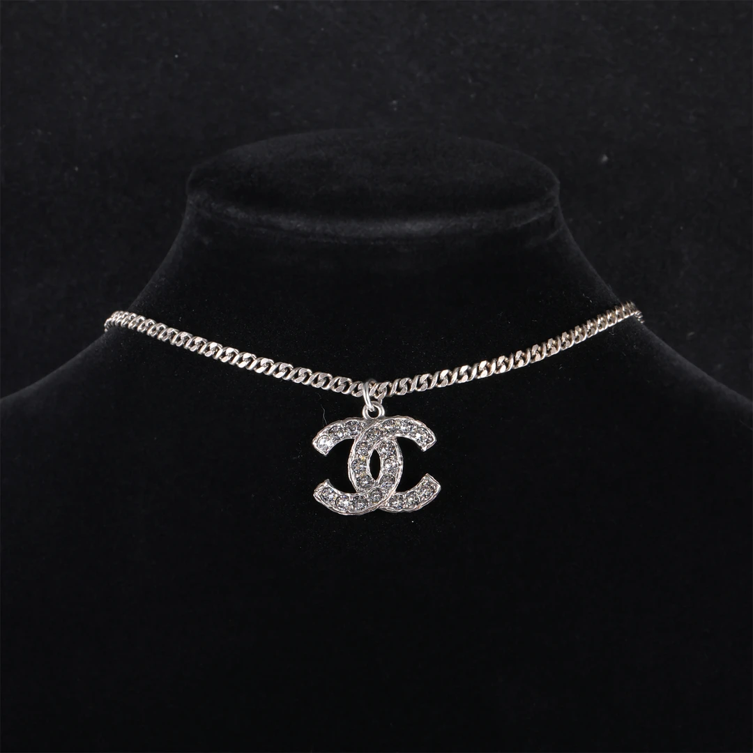 95新 Chanel/香奈儿 攀攀 21A合金 银色双C项链