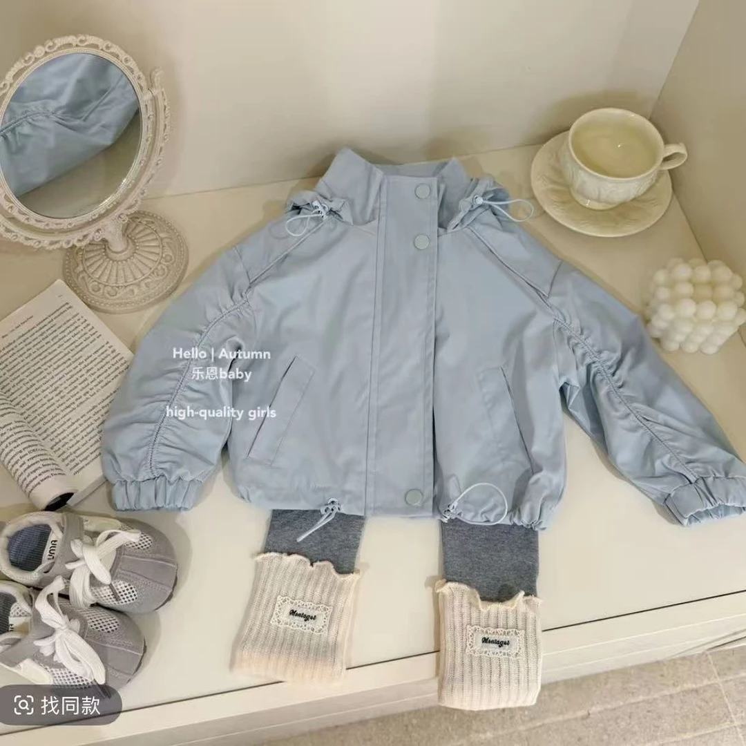 女童秋装新款拉链外套洋气冲锋衣外套女宝宝打底裤休闲两件套