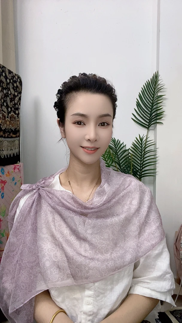 【紫色伊人】30*140优雅丝巾围巾女多功能百搭风时尚风高级 气质 女