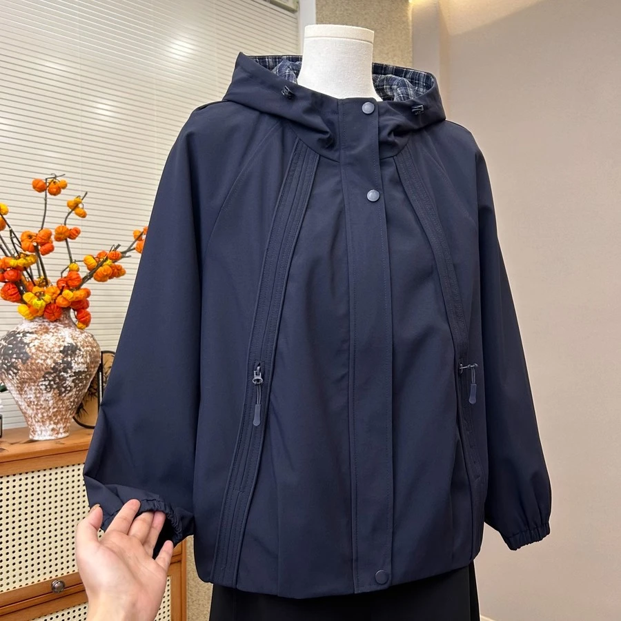 时尚妈妈秋装洋气风衣外套新款中老年女装春秋款休闲宽松夹克上衣
