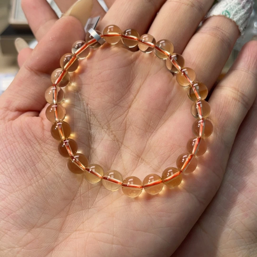 黄晶手链未镶嵌倪****i巴西高品质7m+