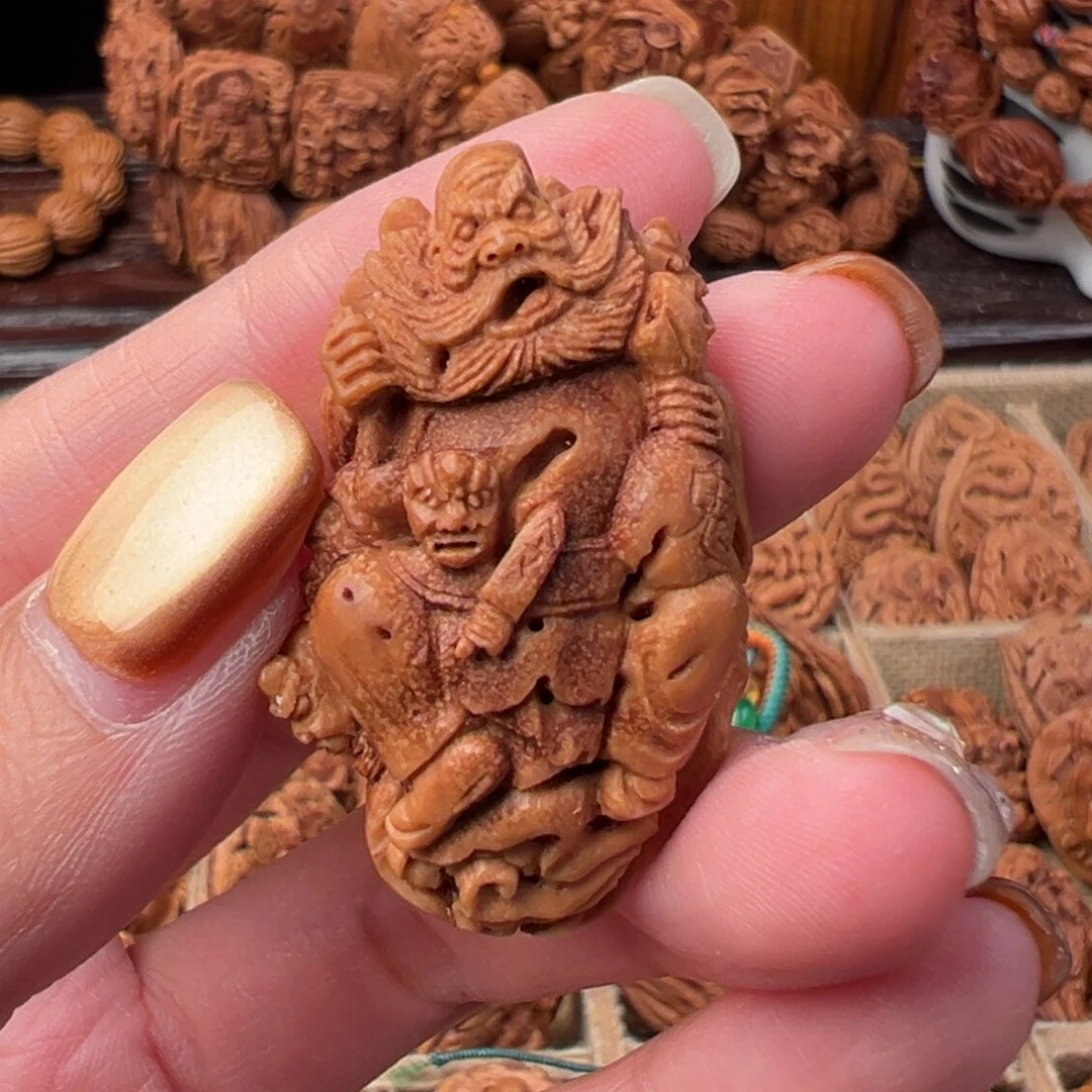 吊坠桃核桃核雕刻钟馗单籽