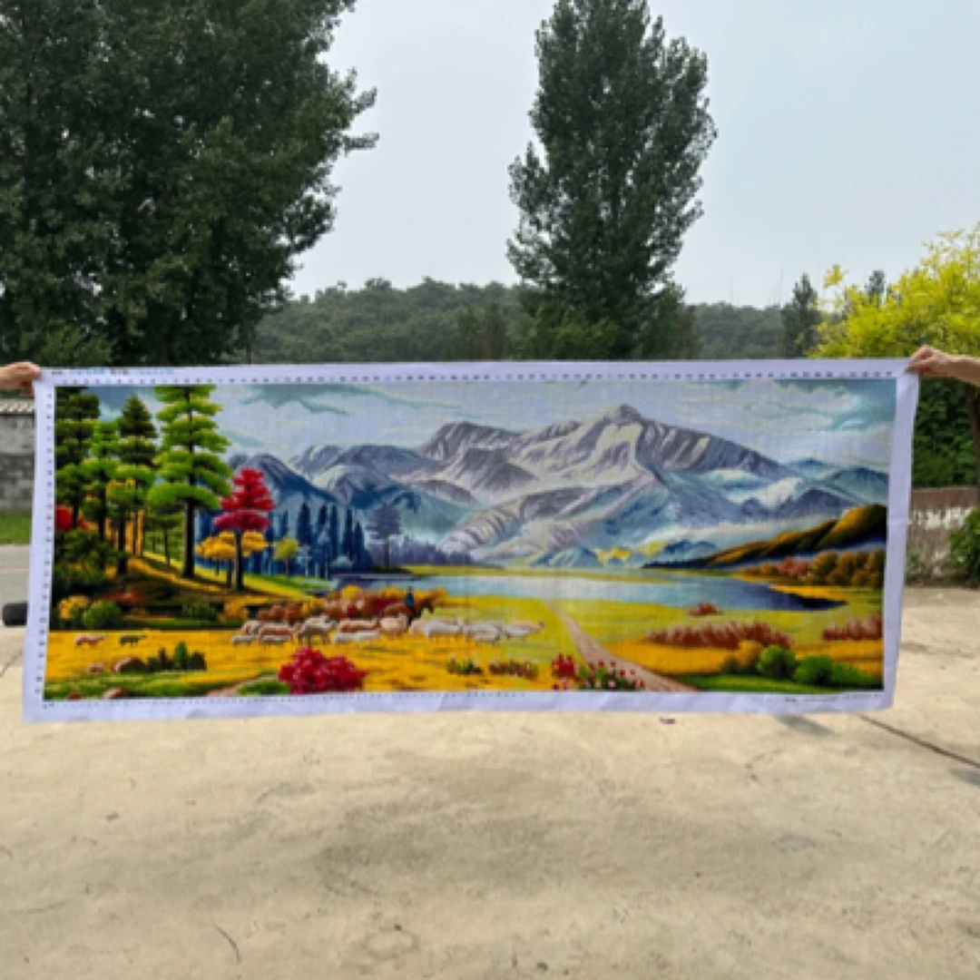纯手工十字绣成品牧羊图新款高级客厅大气欧式山水风景名画