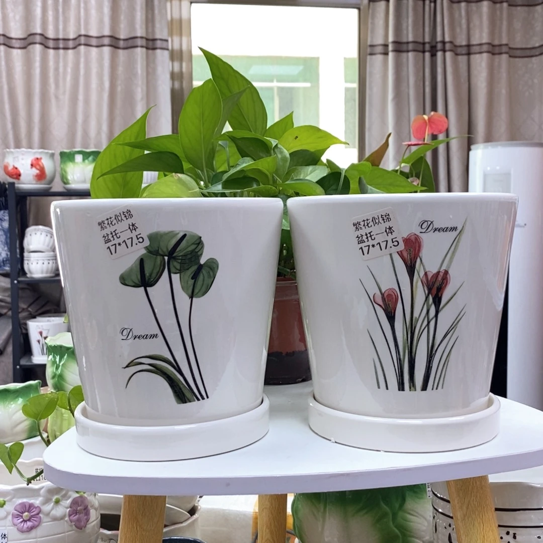 @夏西陶瓷花盆@@繁花似锦