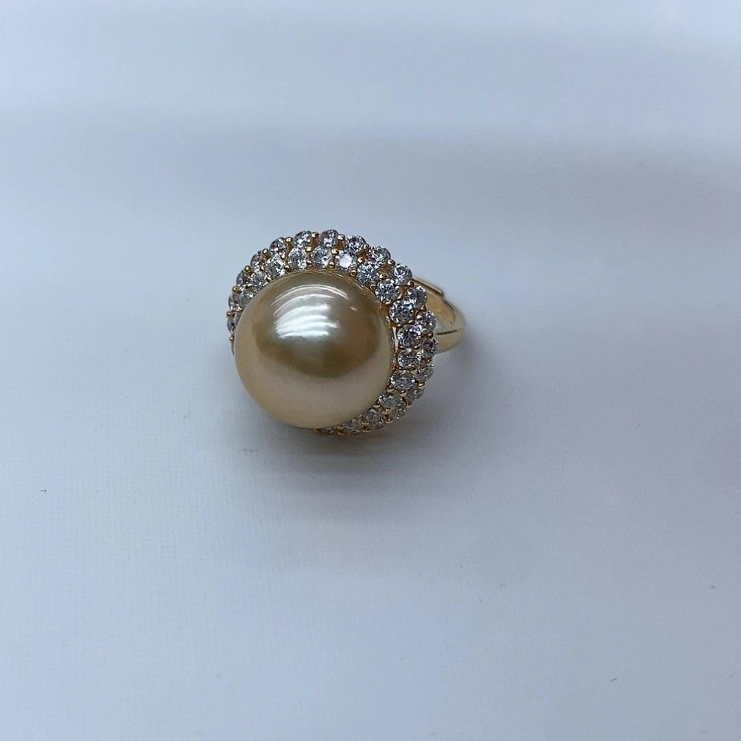 海水珍珠戒圈银S925镶嵌