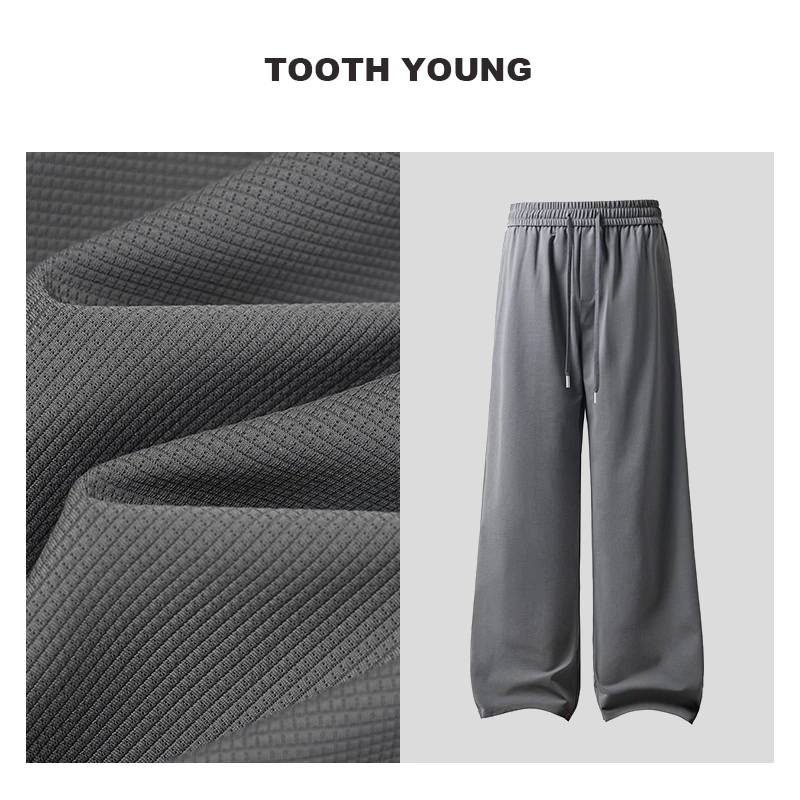TOOTH YOUNG ‘轻松裤’全松紧抽绳纯色大码男士直筒休闲裤子