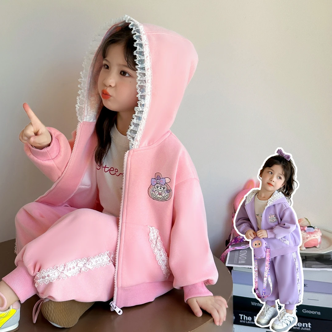 女童拉布布套装儿童秋装新款女宝宝连帽外套小女孩休闲时髦两件套