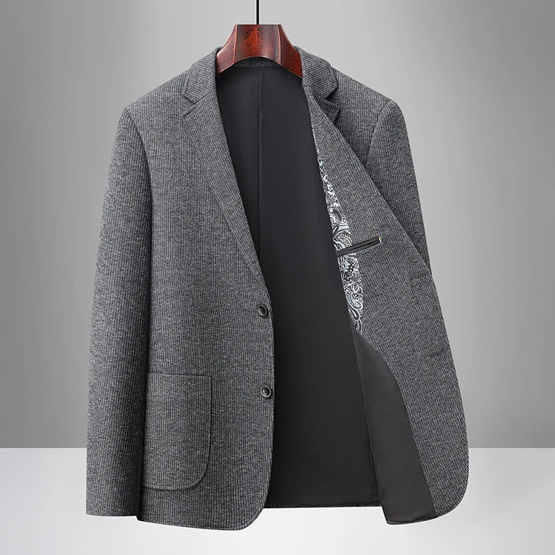 2025年秋季新款D7218男士绵羊毛时尚休闲平驳领商务帅气西装上衣