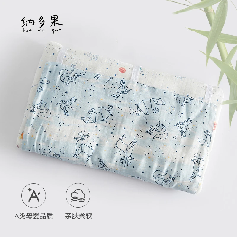 纳多果竹纤维纱布幼儿枕头新生儿薄款吸汗婴儿枕柔软透气防惊跳