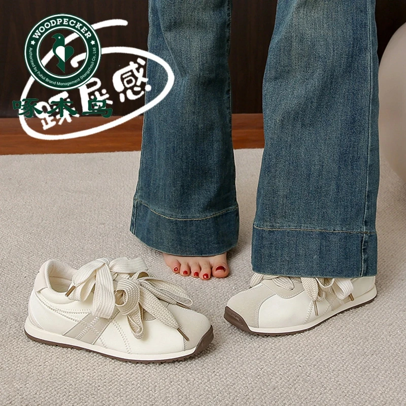 啄木鸟软底舒适阿甘鞋女2025夏防滑运动休闲鞋内增高时尚德训鞋女