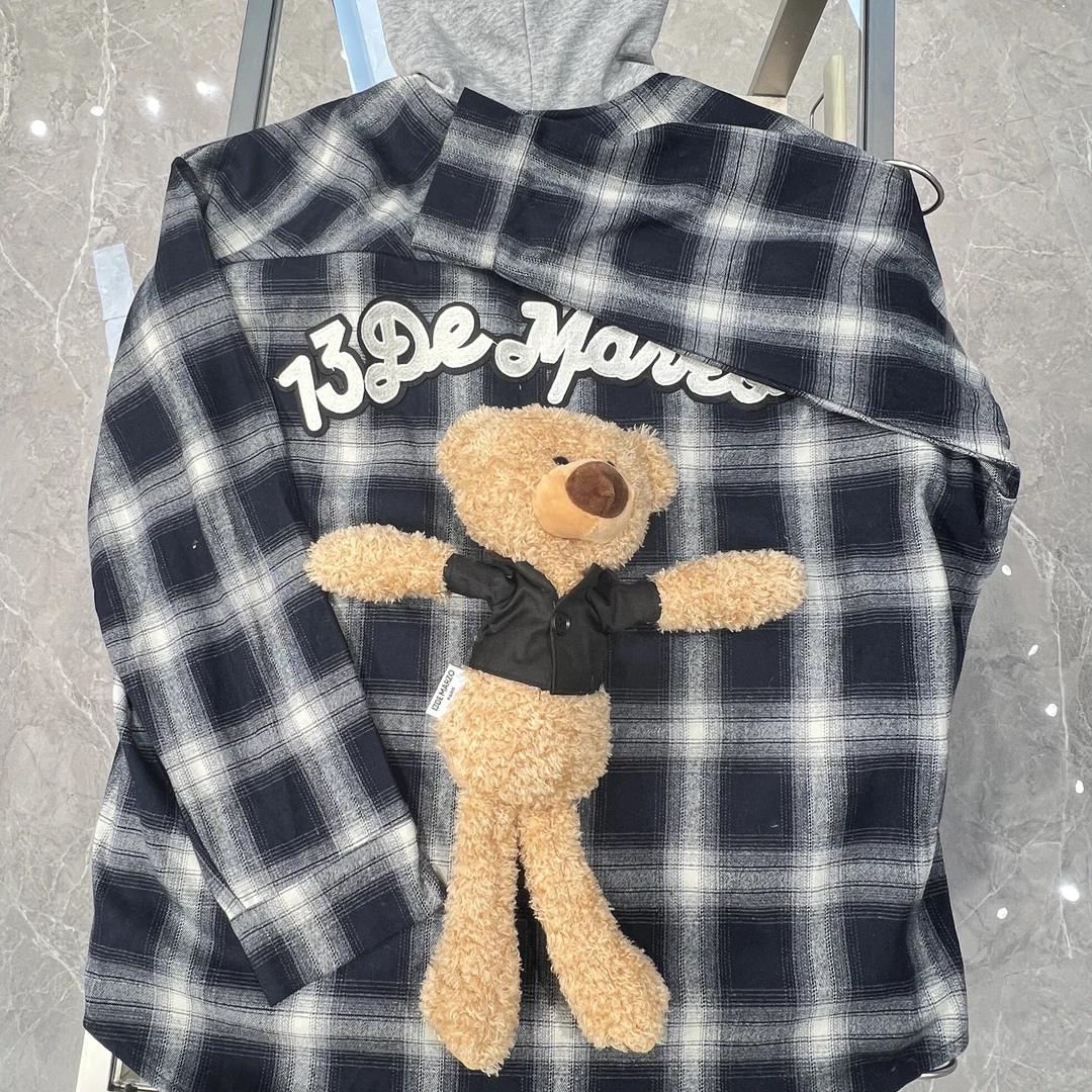 【YU·PP】（053）小众麻溜黑格子立体熊熊连帽外套（P0250）