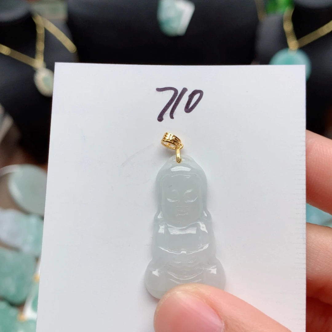 翡翠颈饰银S925镀金镶嵌吊坠