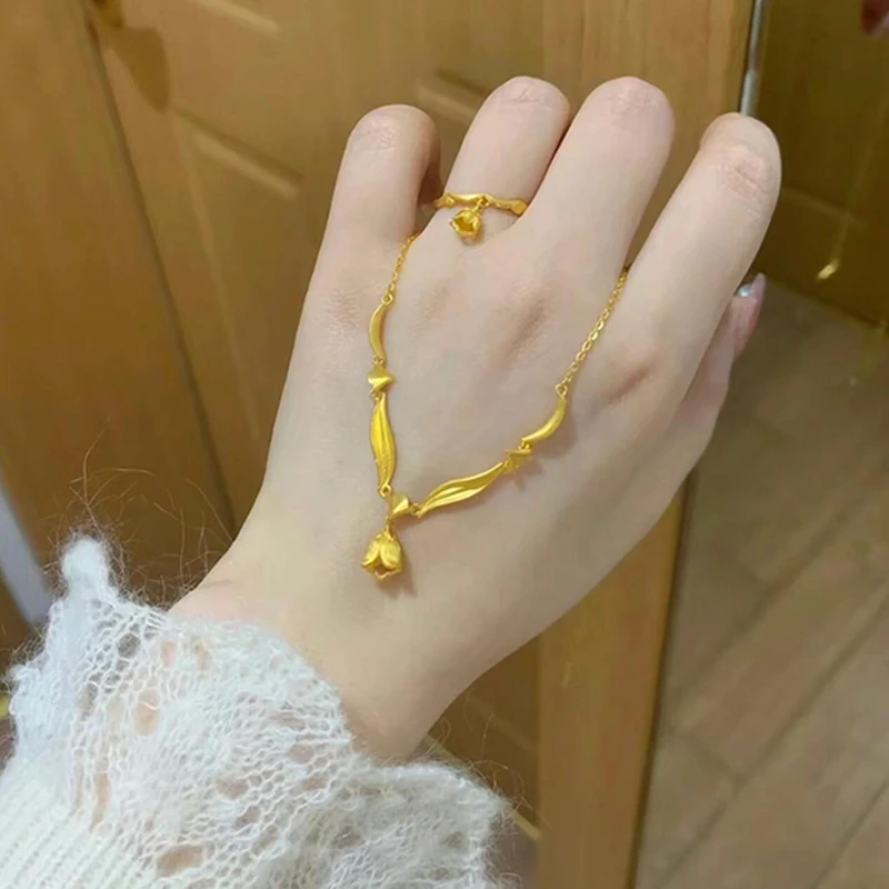 铜合金项链 「百搭风」金色铃兰花项链女款轻奢小众时尚百搭锁骨链