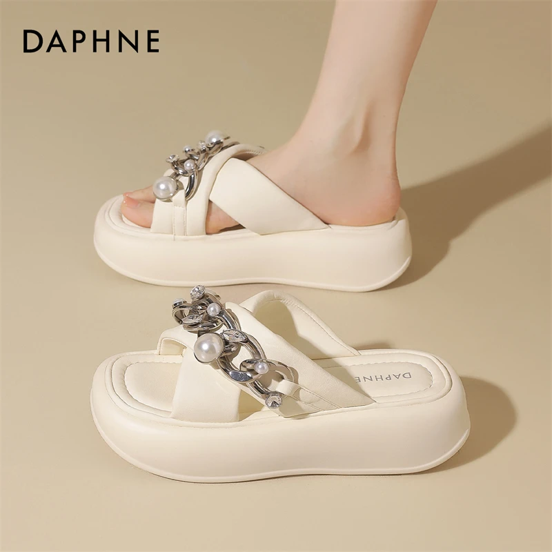 达芙妮配裙子厚底拖鞋女夏外穿2025新款绝美不累脚高级感一字拖S