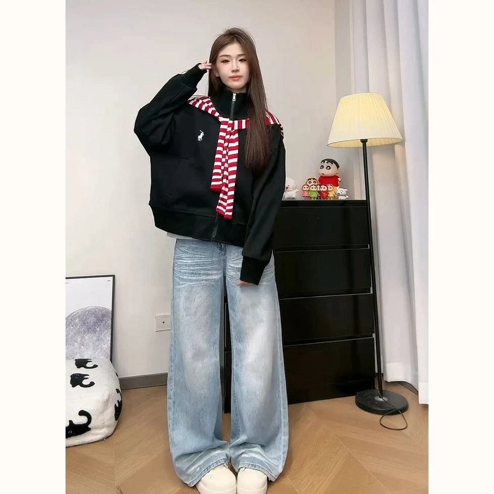 2025秋季新款设计感披肩拼接立领卫衣学生女韩版宽松假两件外套潮