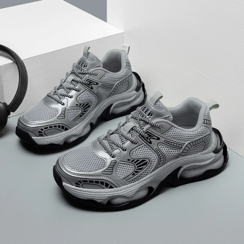 JEEPSPIRIT吉普夏季新款潮流时尚百搭老爹鞋户外网面运动轻便男鞋