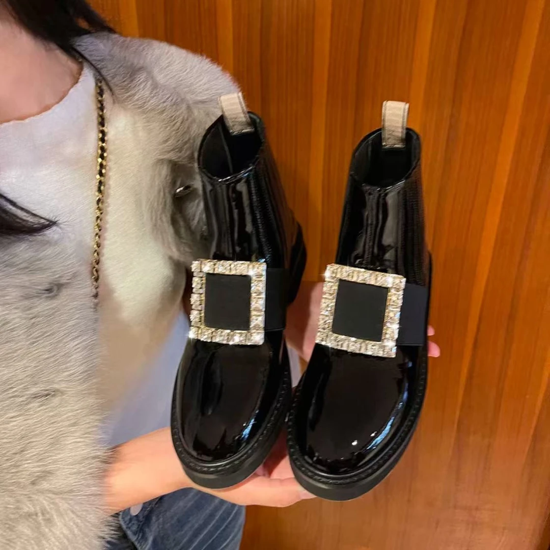 现货A4｜真皮羊里垫时髦切尔西套筒靴女｜半码拍小｜2308-1