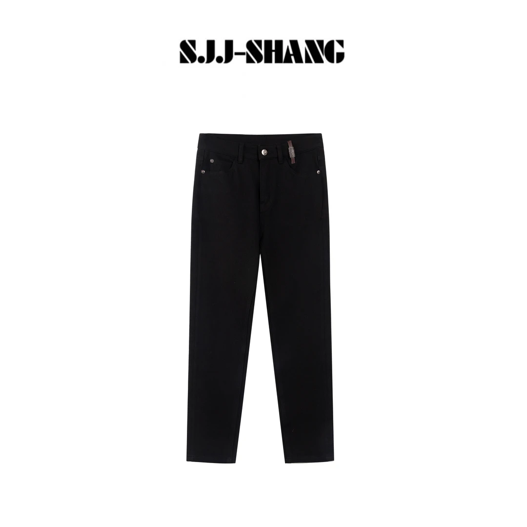 SJJ-SHANG【顶奢黑牛】bc手工monili钉珠烟管牛仔裤 q135426p