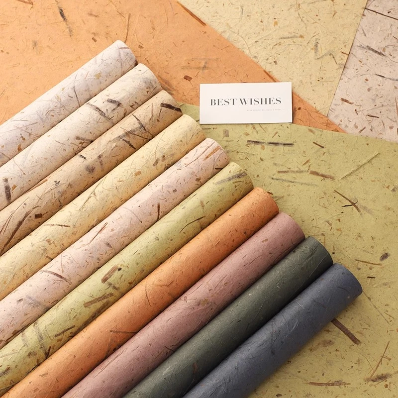 H H 手撕叶脉纸 自然纹理纸极简风 5张/包 鲜花花束包装纸