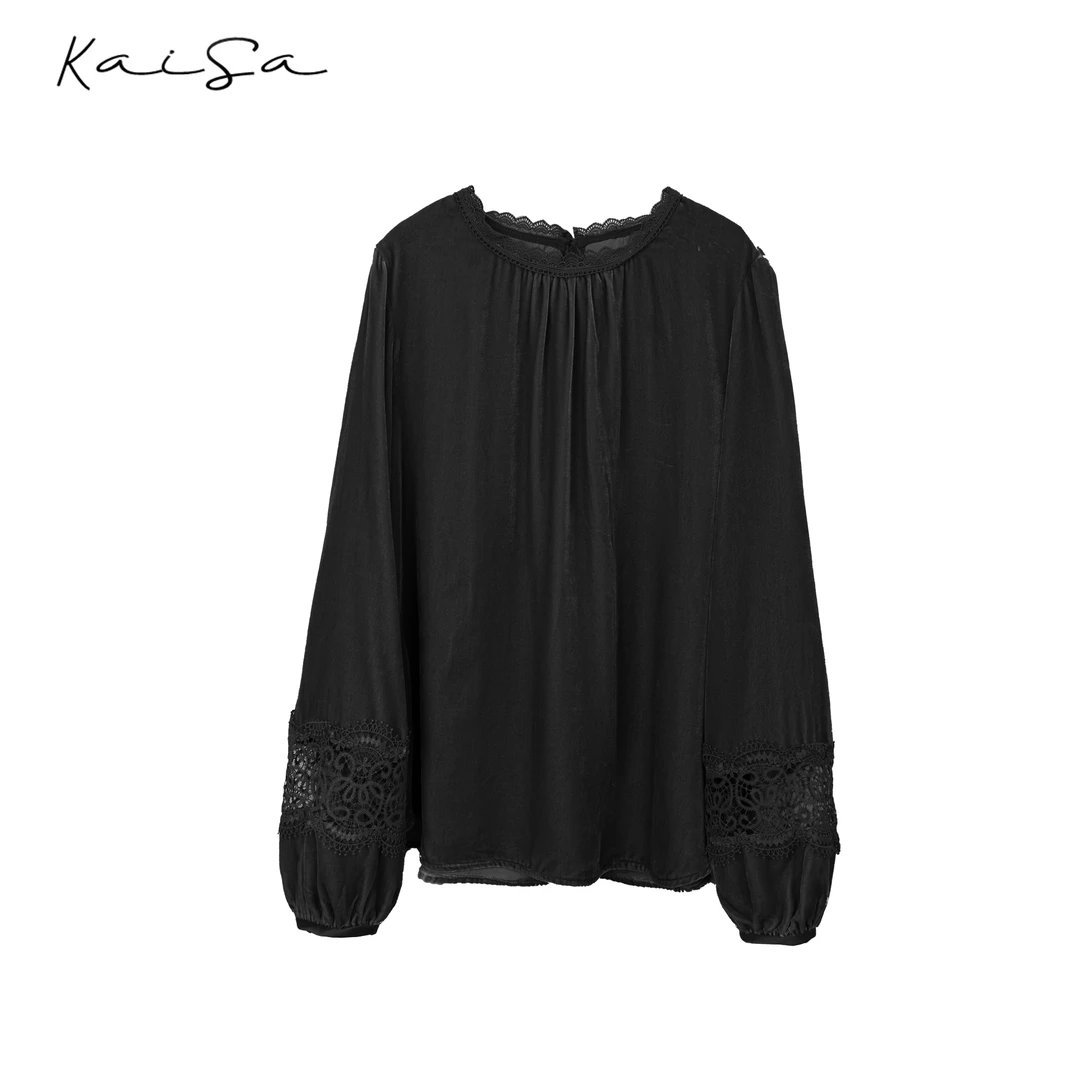 【醉花夕】春季新款100%桑蚕丝丝绒长袖上衣