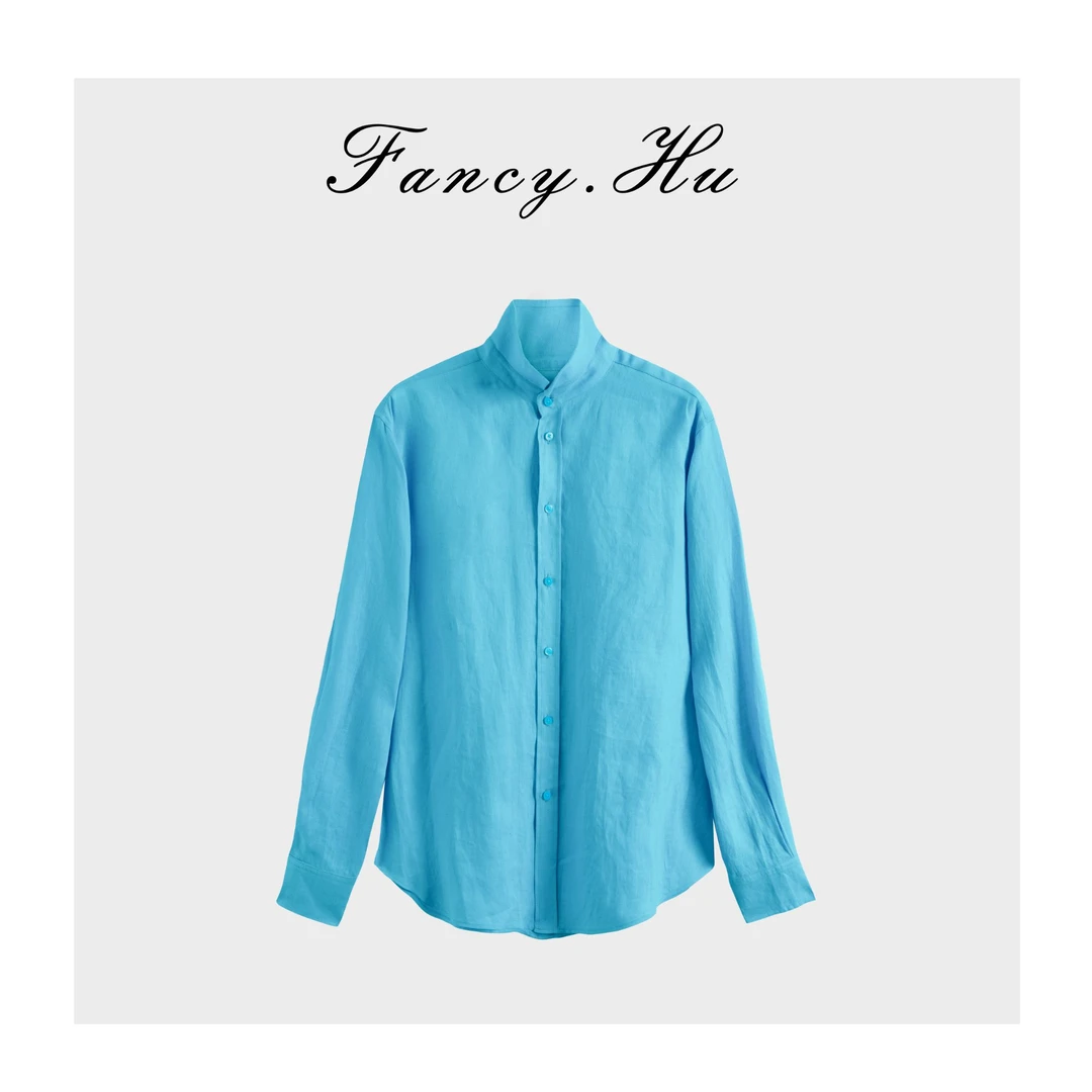 【Fancy.Hu】 L 进口100亚麻翻领长袖时尚休闲衬衫FG260193