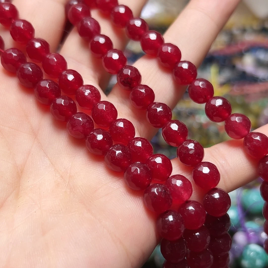 玛瑙/玉髓合金珠宝半成品W767. 红东陵一条8mm