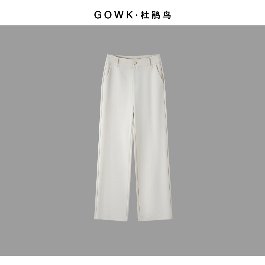 GOWK/杜鹃鸟新款【醋酸绵羊毛】高腰显瘦休闲时尚垂感直筒裤