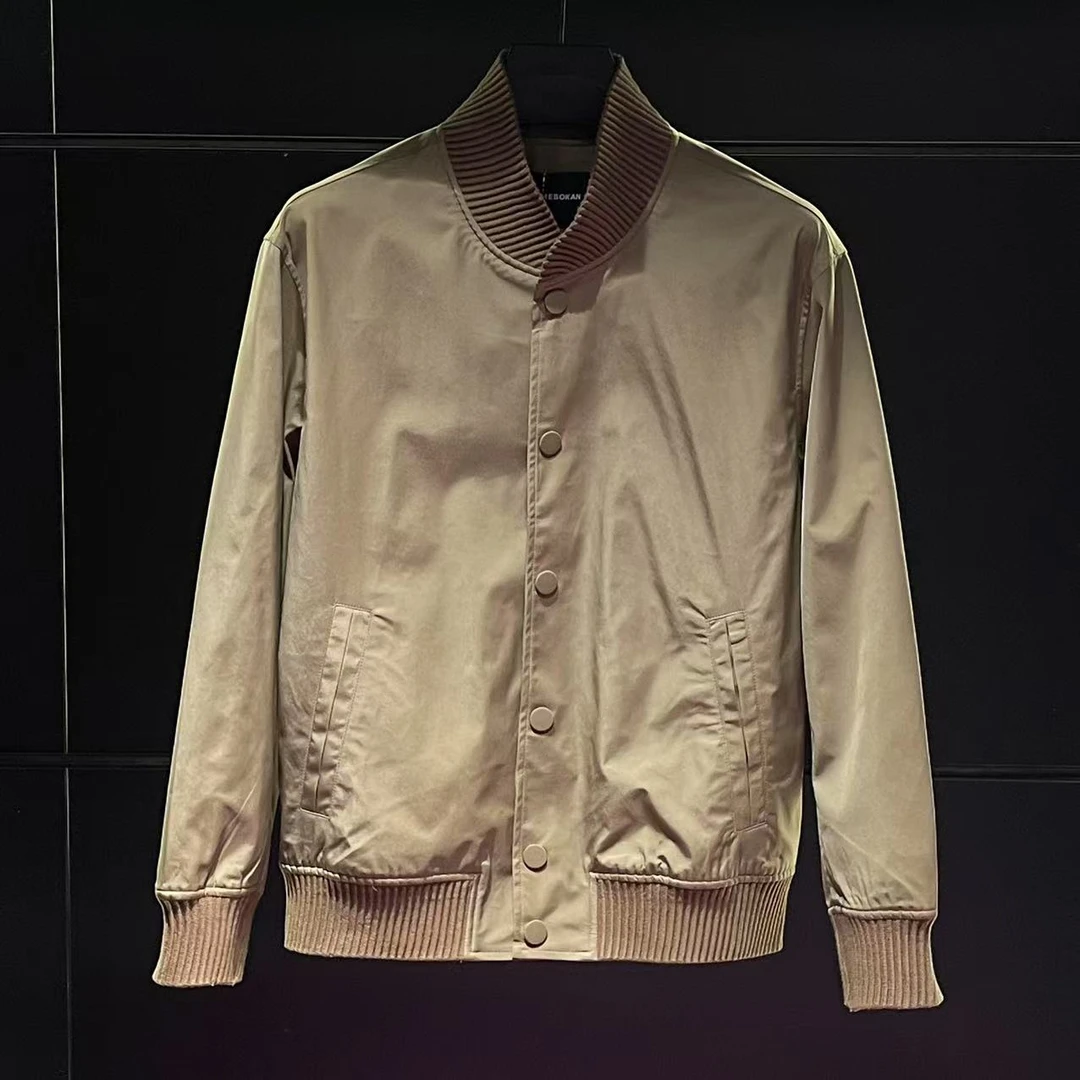 【TIME BOKAN】男士春季时尚百搭潮流休闲棒球领轻奢外套夹克77102