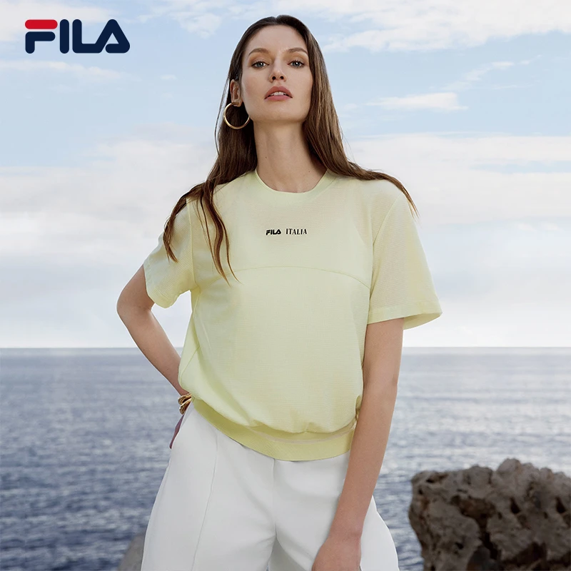 Fila/斐乐女【奢雅时尚短袖T恤】夏季意式运动圆领上衣F11W524106F