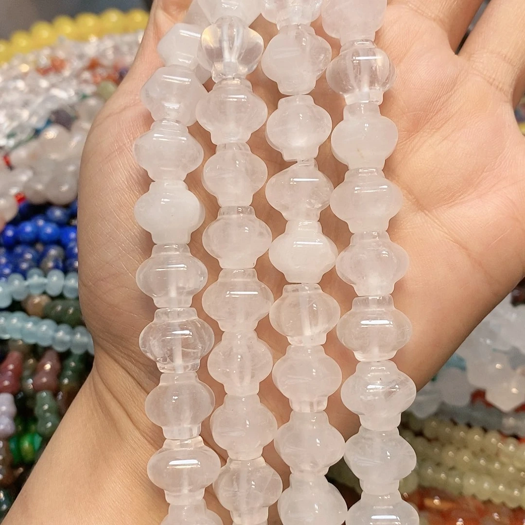 玛瑙/玉髓散珠白水晶灯笼14mm一条