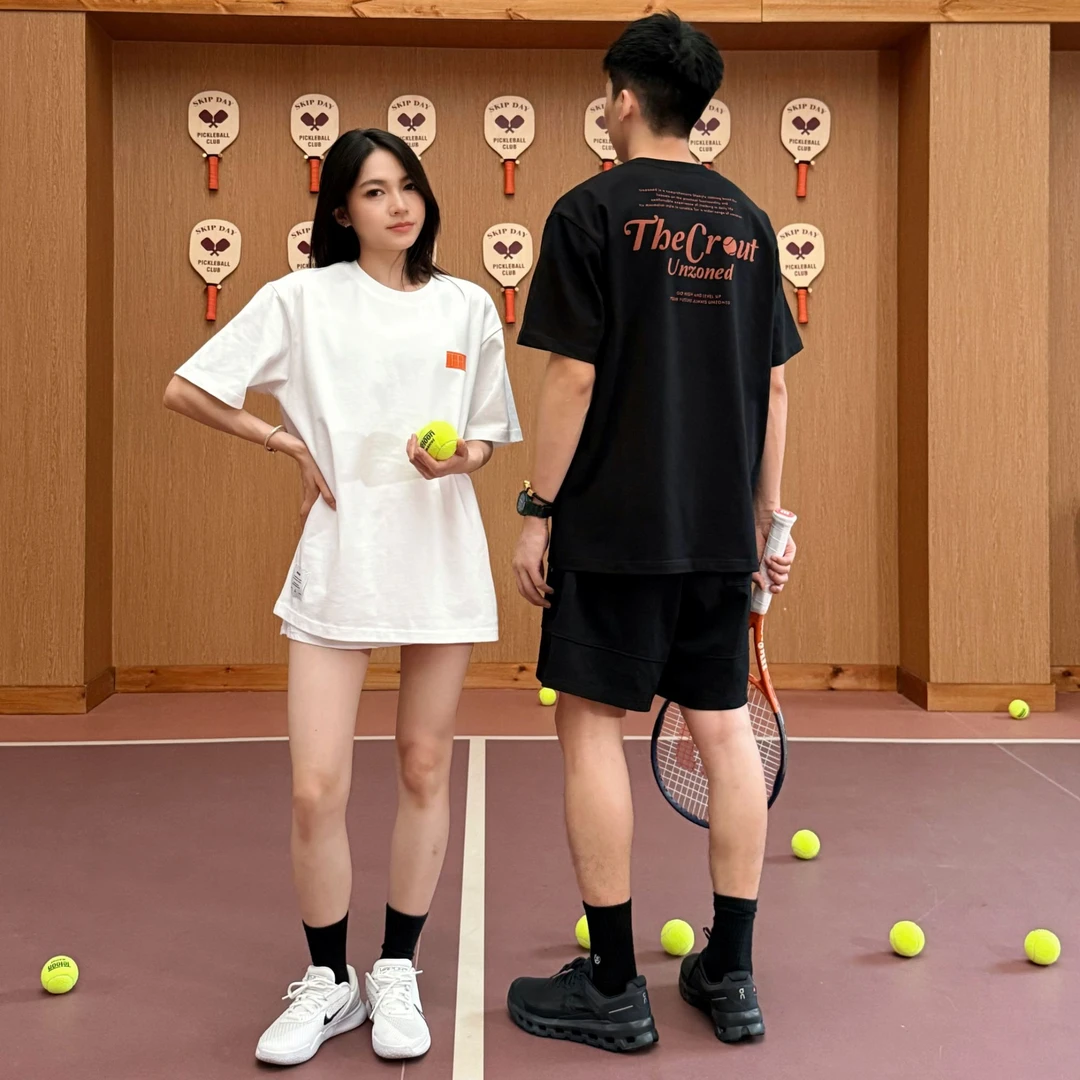 安运UNZONED25ss夏季复古红土地网球系列男女同款透气短袖上衣