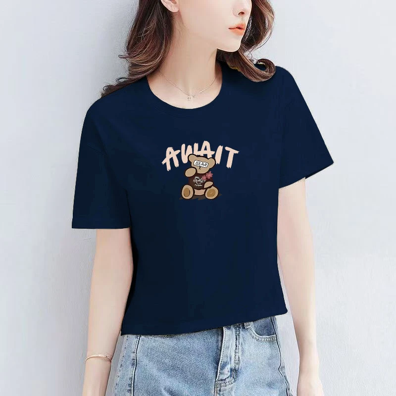 2025显瘦修身新款早秋体恤纯棉短袖短款T恤女时尚百搭减龄上衣