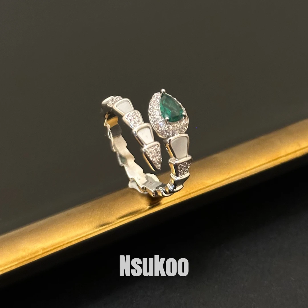 铜合金合成锆石戒指 J0027 时尚蛇头个性百搭戒指