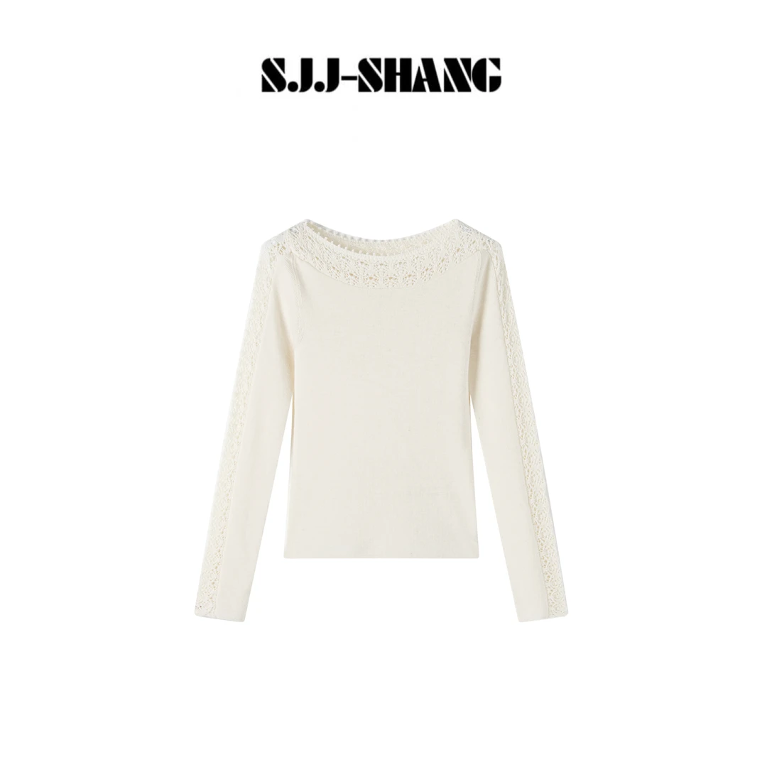 SJJ-SHANG【恋雪】100%德国南毛进口扬子纱勾花针织衫q136327p