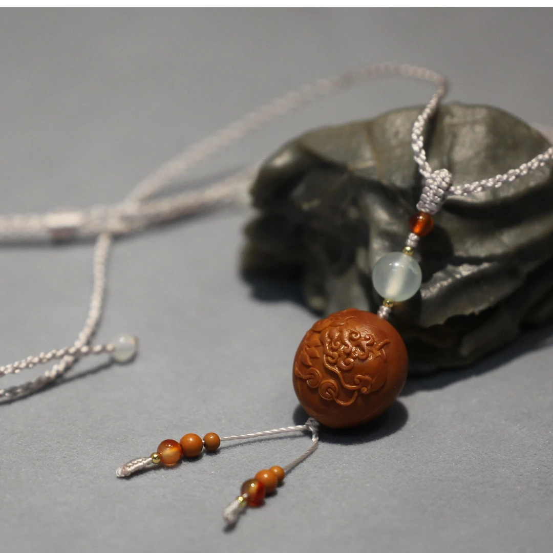 琴韵核雕工作室【福寿吉祥】橄榄核吊坠 佛手谐音福寿 寓意福寿双全