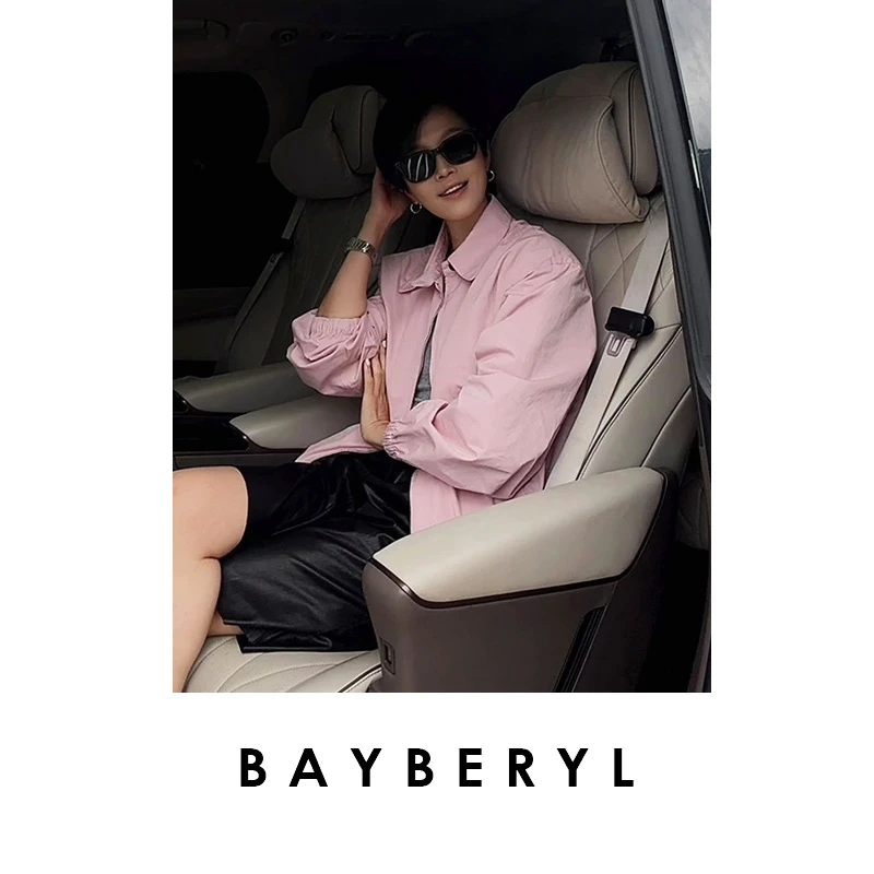 BAYBERYL老贝拉达粉*翻领拉链休闲百搭秋夹克外套9MF5G2342-7/26