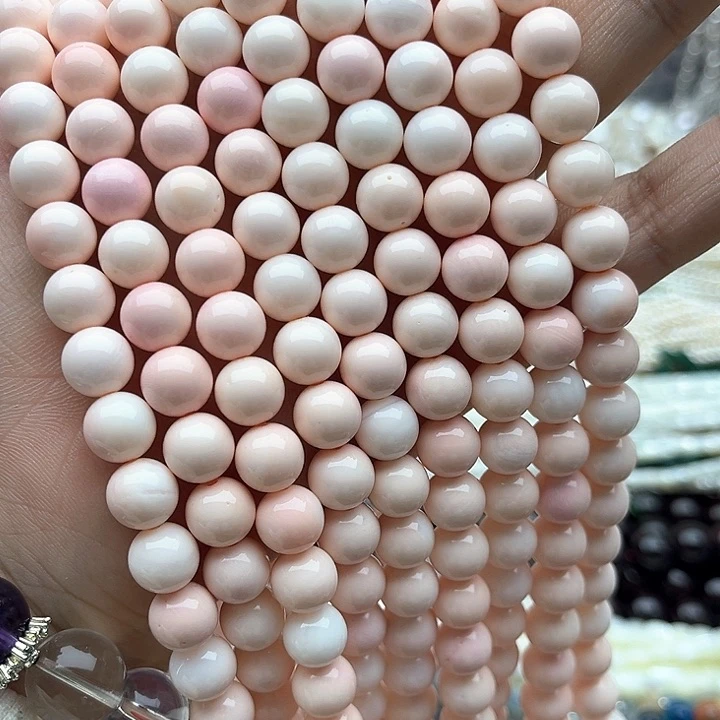 未镶嵌玛瑙/玉髓珠宝半成品一条8mm左右粉贝贝