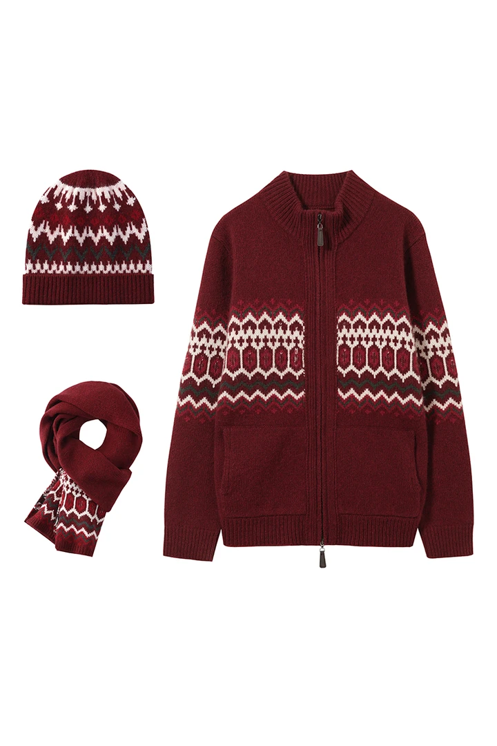 【新年战衣】三件套美式复古加厚羊绒开衫