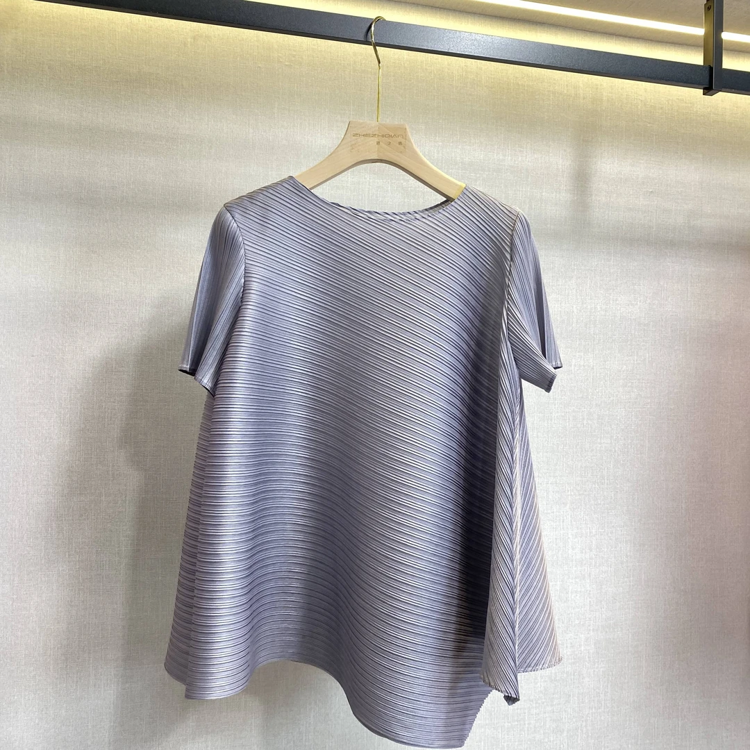 ZHEZHIQIAN【钢琴诗】高端褶皱艺术感上衣女宽松夏季新款弹力内搭