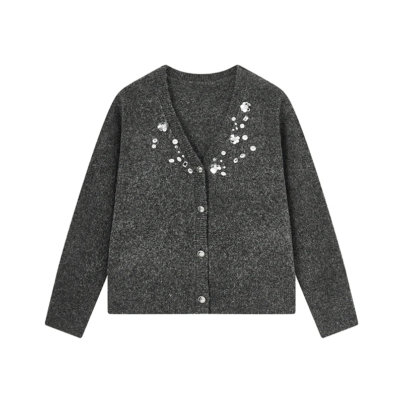 【达人专属】重工钉钻针织开衫W9504