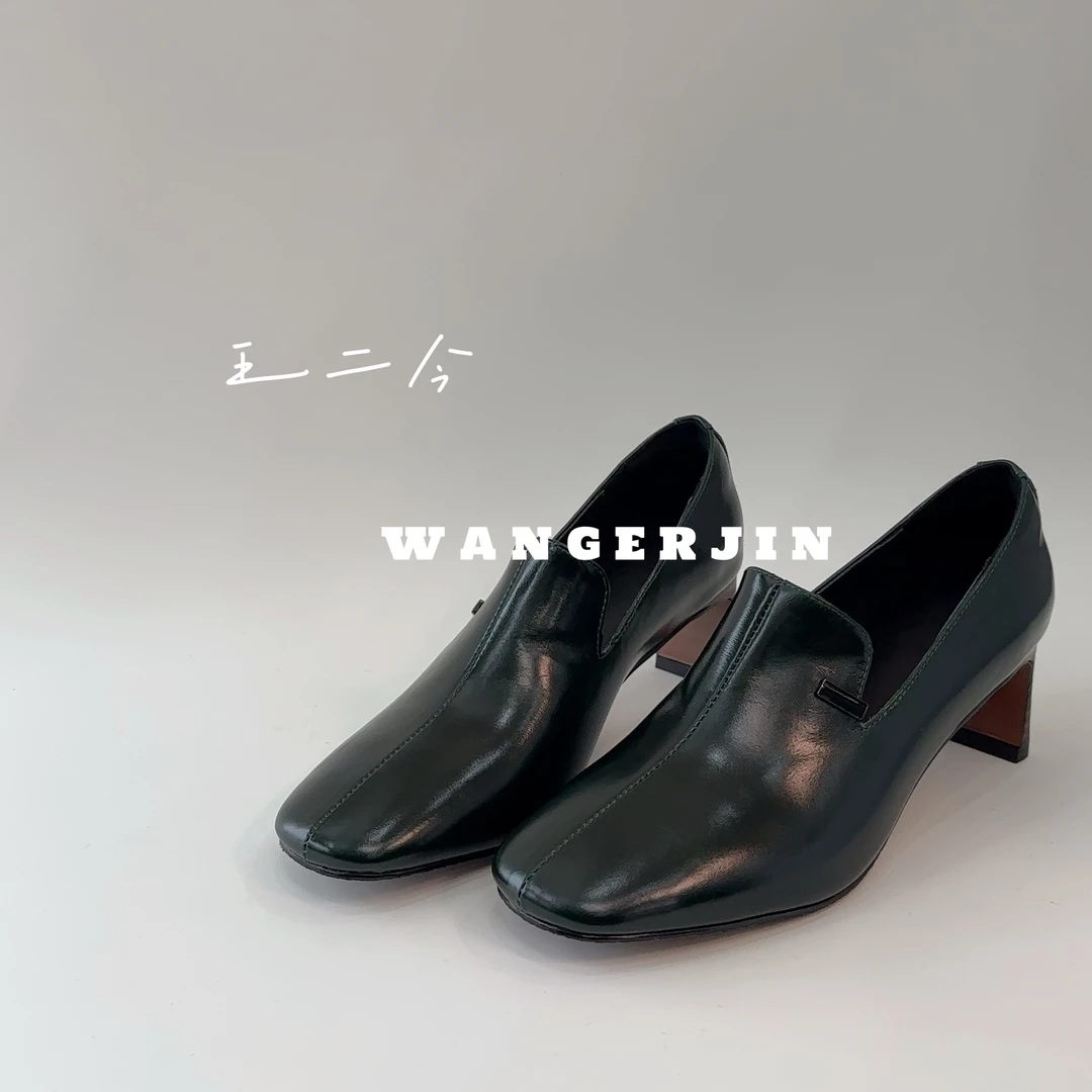王二今/牛皮/5.5CM/简约大方高跟法式赫本风新中式气质乐福单鞋女