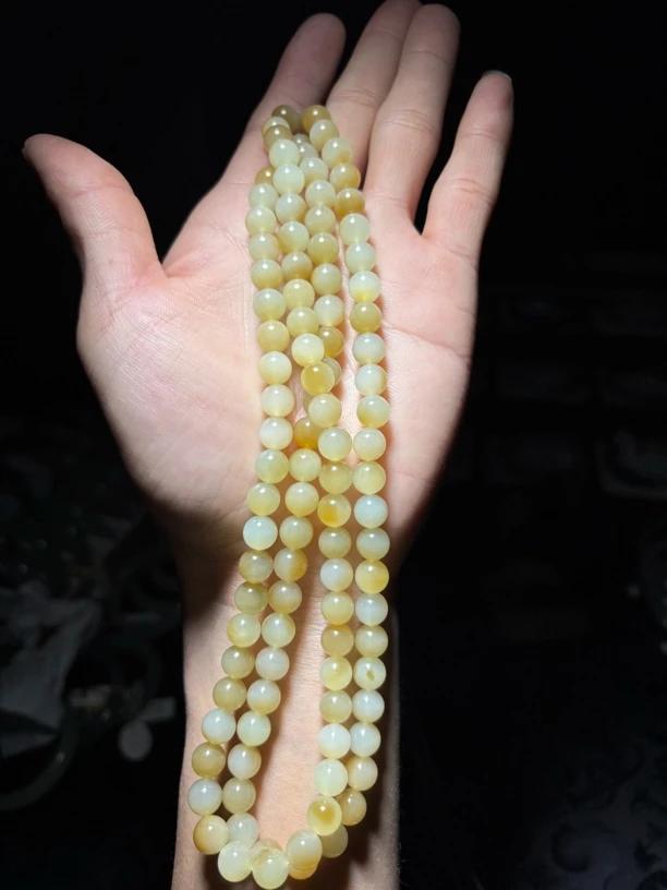 新疆和田玉且末料8，108项链