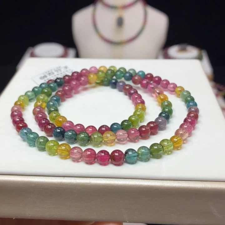 碧玺未镶嵌手链5.2mm±