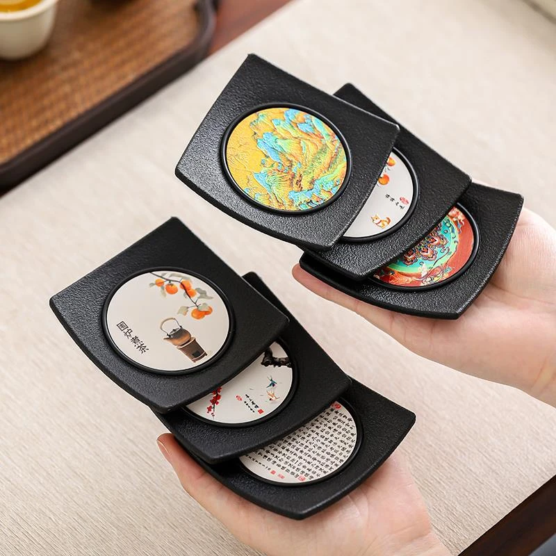 家用茶杯垫防烫杯托浮雕中式茶道隔热垫茶杯托茶碟子茶具配件