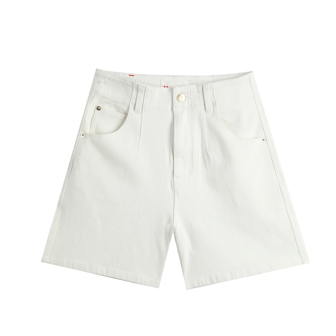 【雅*订单】弹力棉质简约纯色A摆直筒牛仔短裤2465