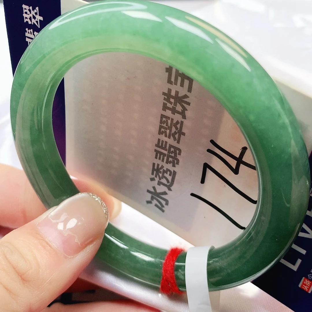 未镶嵌手镯翡翠缅甸纯天然A货翡翠老坑料满色圆条174号