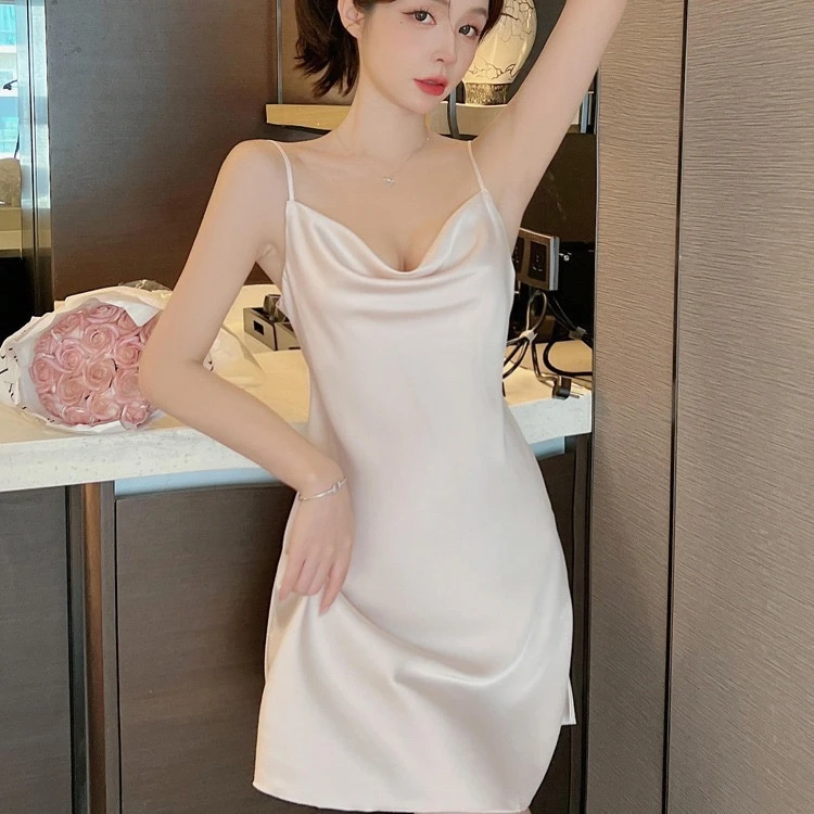 【雾纱】性感睡衣女夏季新款吊带睡裙荡领开又美背新款家居服