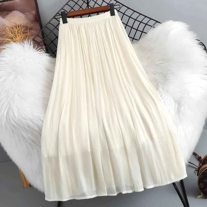 拉夏贝尔夏季薄款显瘦A字大摆中长裙女2025中长款气质新款半身裙